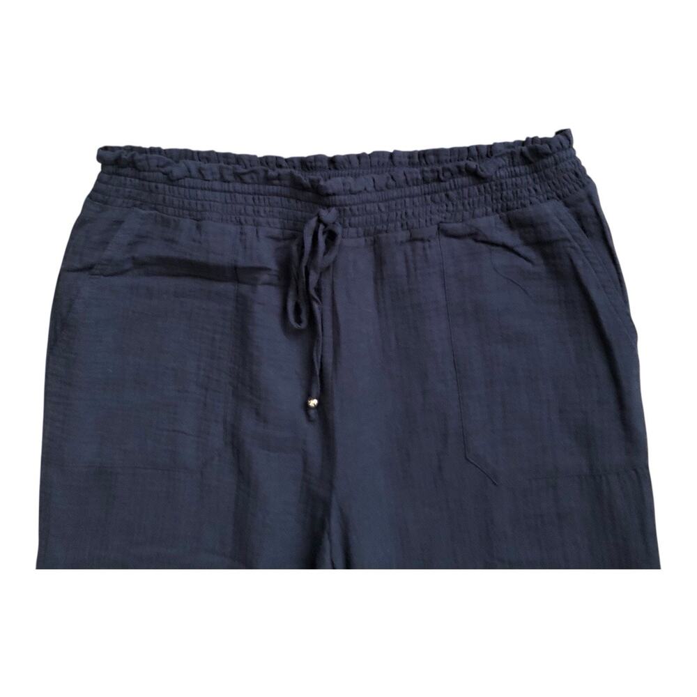 89th & Madison Pants Womens L Navy Blue Cotton Wide Leg Cropped Gaucho NWT - Picture 3 of 6